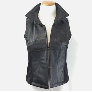 Women's Black Leather Vest